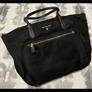 Michael Kors Kelsey Medium Top Zip Tote Shoulder Bag Purse Black Nylon $128